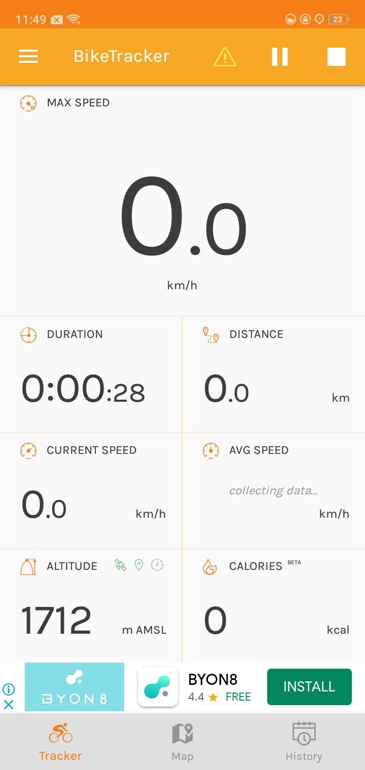 Homepage bike tracker app