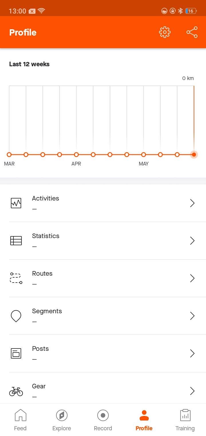 Profile page on Strava TRacker