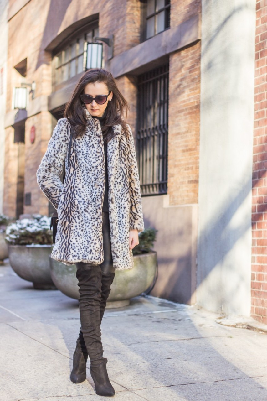 NYC Blogger: faux fur coat and over the knee boots 10