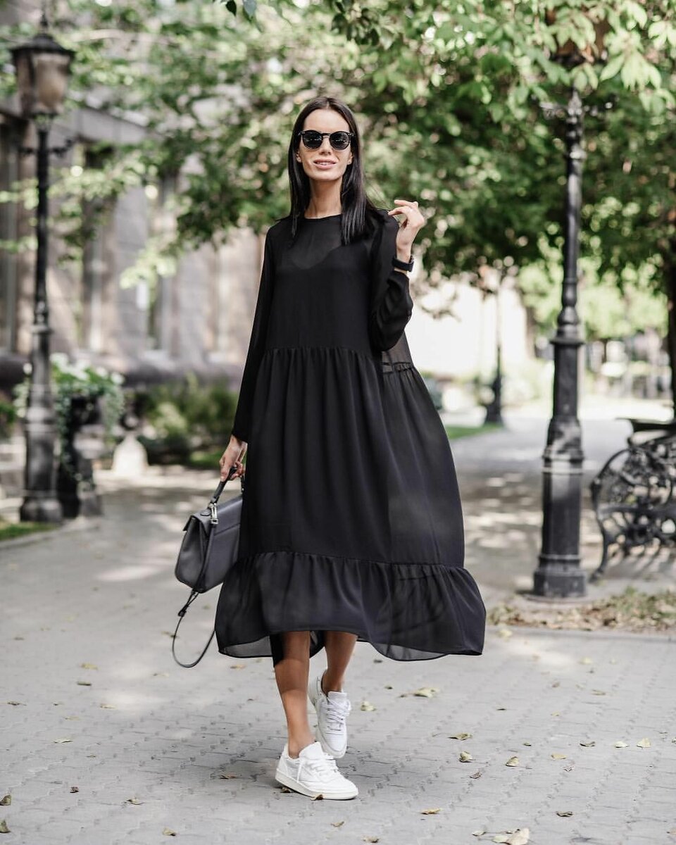 Черное платье бохо с чем носить