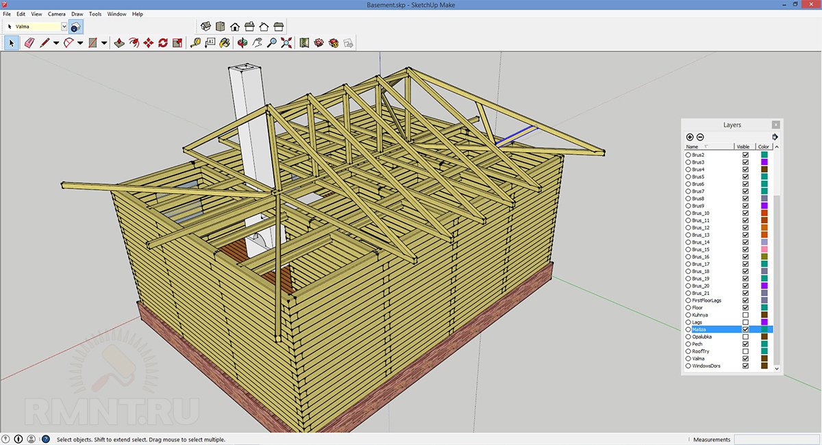 Проектирование дома из бруса в SketchUp 