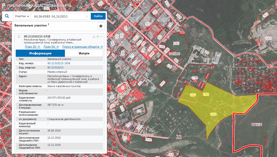 Публичная кадастровая карта крыма симферопольский район