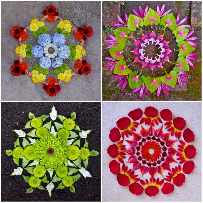 Художница создает красочные мандалы из цветов и растений мандала
