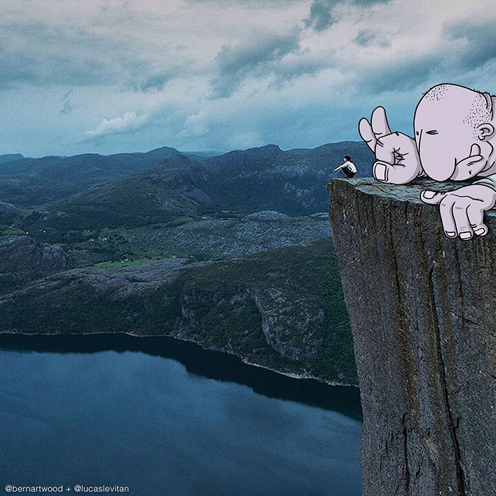 художник создаёт весёлые коллажи из чужих фотографий 