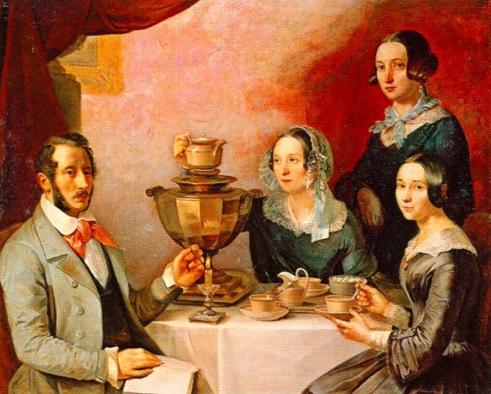 Семейные традиции чаепитие. Мягков семейный портрет. Завтрак купчихи 19 века.