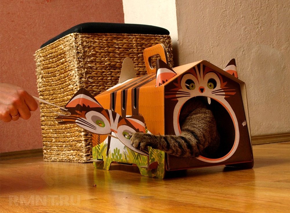 Домик для кошки из коробки