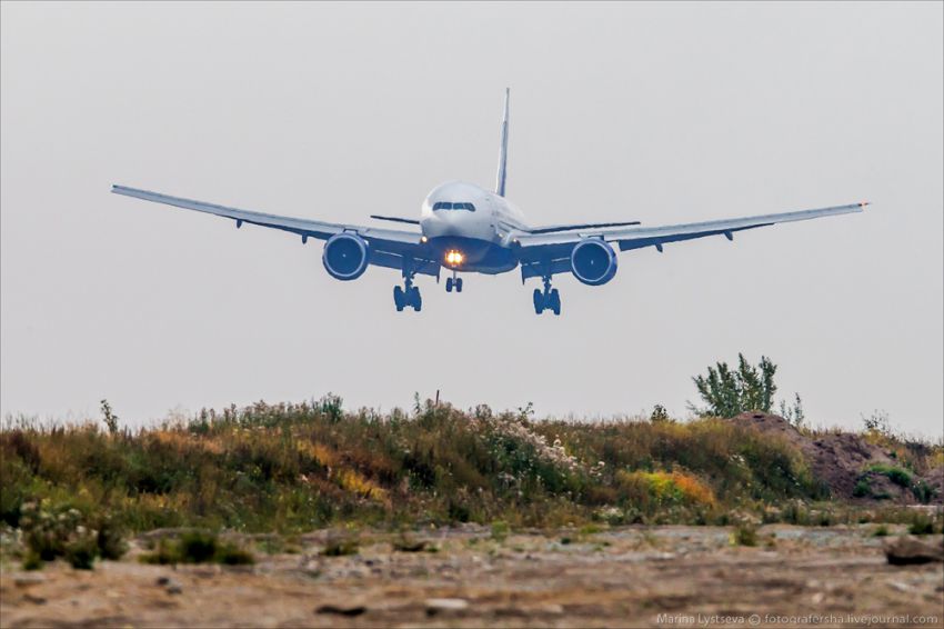 Обслуживание самолета на перроне Boeing 777, авиация, петропавловск-камчатский, елизово