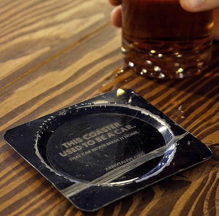 Local Bar Has Metal Coasters Made From Cars Wrecked In Drunk Driving Accidents For St. Patrick's Day