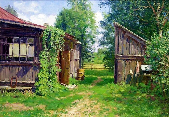 «Во дворе», 1999, холст, масло