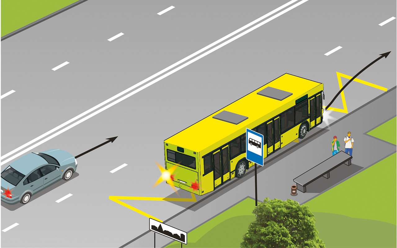 Автобус отъезжает от остановки — что делать водителю легковушки?