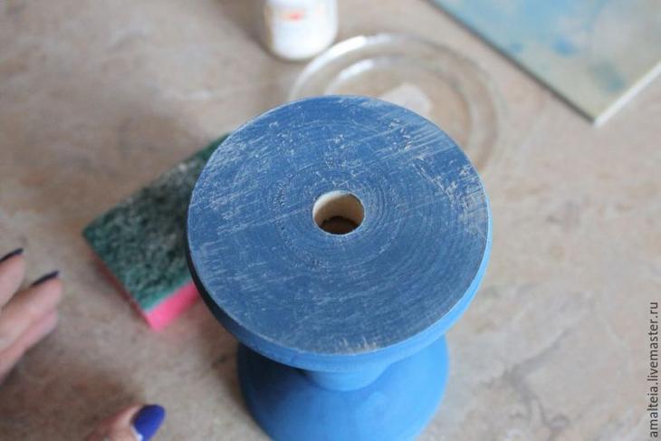 Подсвечник бохо из катушки для ниток Подсвечник бохо из катушки для ниток бохо декор