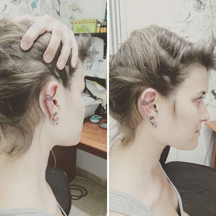 Helix Ear Tattoos