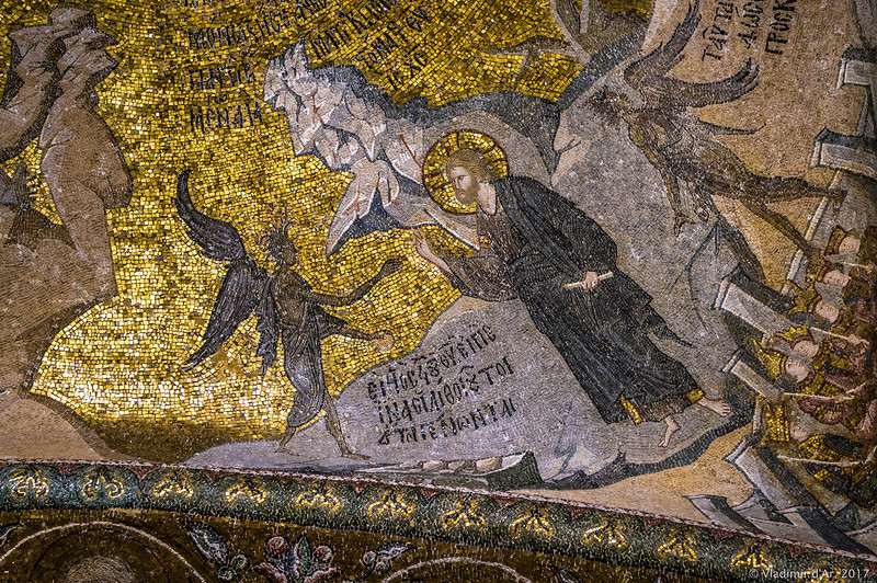 Искушение Христа. Мозаики и фрески монастыря Хора.