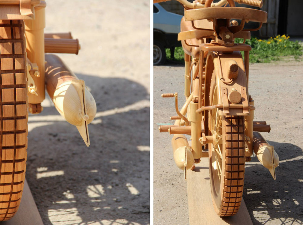 Юрий Хвтисишвили создал точную деревянную копию легендарного советского мотоцикла ИЖ-49 вдохновляемся,дерево