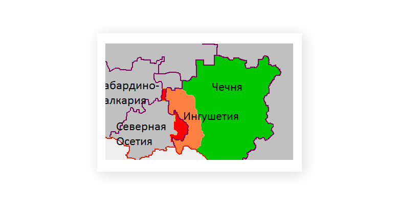 Ингушетия экономический район. Чечня Северная Осетия Ингушетия на карте. Карта Северной Осетии с границами Ингушетии. Чечня Осетия Ингушетия на карте. Чеченская Республика и Ингушетия на карте России.
