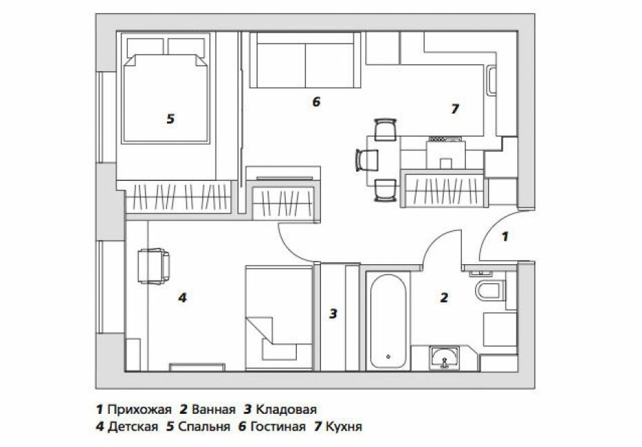 Из маленькой двушки 43 кв.м. сделали трёшку - смотрим, что получилось чтобы, также, детской, можно, проект, который, одежды, пространство, спальне, прихожей, гостиной, перепланировки, окном, заказ, рядом, расположена, подиума, образом, комнаты, интерьер