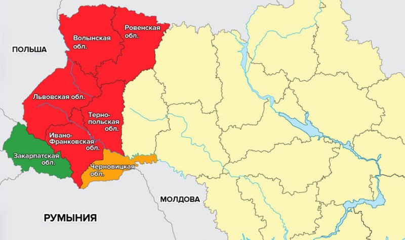 Карта западной украины географическая