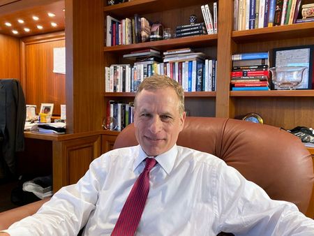 FILE PHOTO: Dallas Federal Reserve Bank President Robert Kaplan speaks during an interview in his office at the bank's headquarters in Dallas, Texas, U.S. January 9, 2020. REUTERS/ Ann Saphir/File Photo
