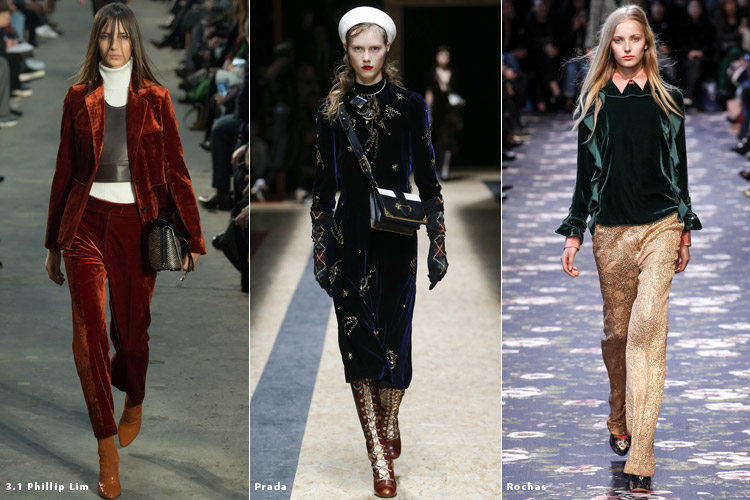 Модели в вещах из бархата - модные тенденции осень 2016, зима 2017