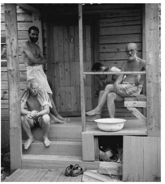 Зигмунд Фрейд и Карл Юнг отдыхают с друзьями после бани, 1907 год. было, история, фото