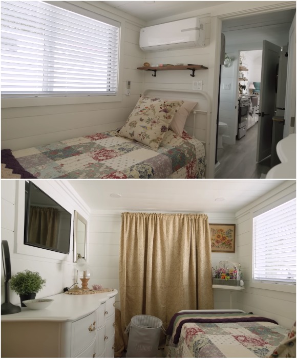 Спальня на нижнем уровне.