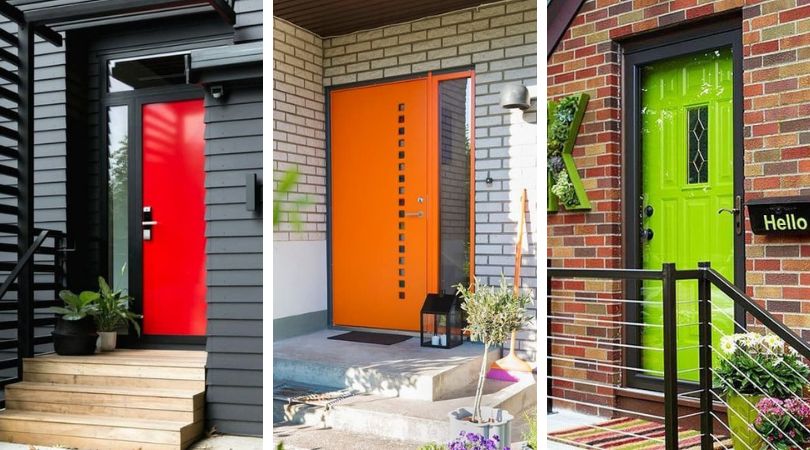 Украшаем фасад дома цветной дверью: 40 дизайнерских идей для души