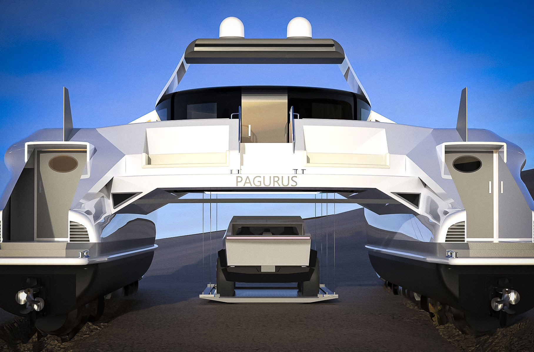 Посмотрите на 25-метровый катамаран-амфибию с Tesla на борту за 30 миллионов долларов Посмотрите на 25-метровый катамаран-амфибию с Tesla на борту за 30 миллионов долларов Новости