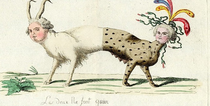 Одна из карикатур на короля и королеву Франции, написанная во время событий.