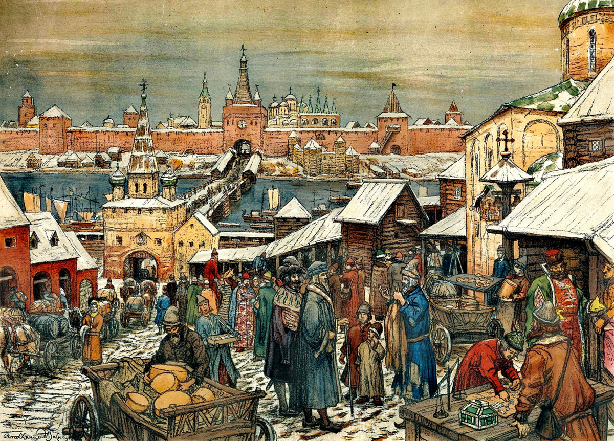 «Новгородский торг» — картина Аполлинария Васнецова 