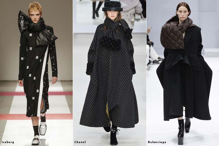 Модели с объемными шарфами - модные тенденции осень 2016, зима 2017