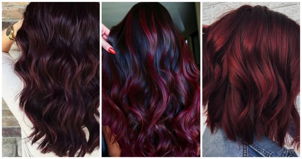 Удачные примеры бордового цвета волос