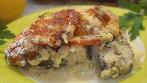 Фото к рецепту: Минтай с помидорами и сыром. Вкусный и Легкий ужин за 40 минут! 
