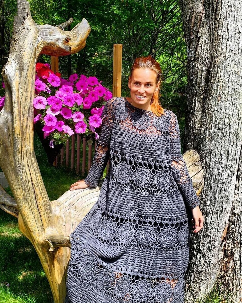 Вязаное платье в стиле бохо