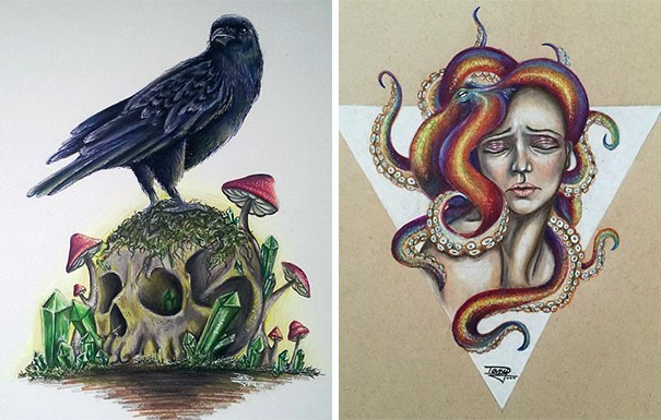 17-летняя художница-самоучка создаёт потрясающие рисунки с помощью акварели и карандашей