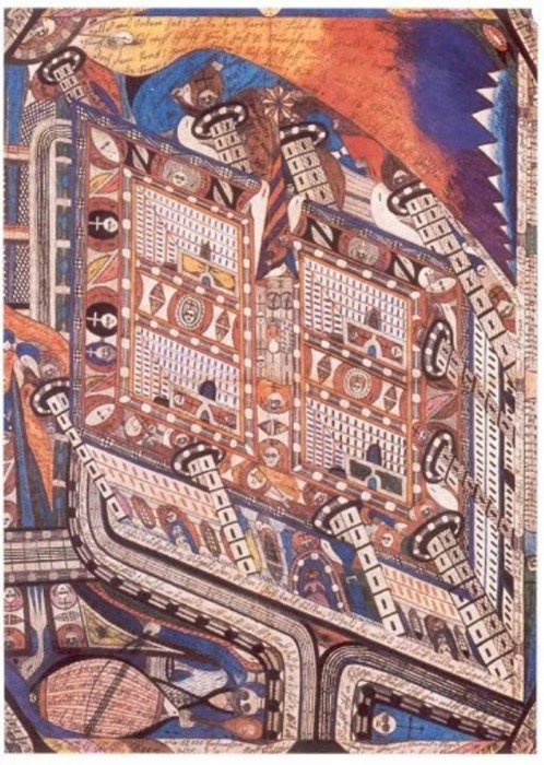 Сумасшедший дом Band Hain, 1910 год. Автор: Adolf Wolfli.