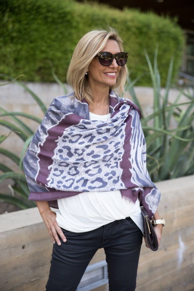Ivory tie front blouse with scarf
