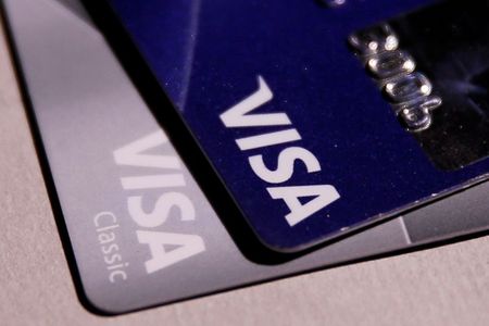 Visa credit cards are seen in this picture illustration taken June 9, 2016. REUTERS/Maxim Zmeyev/Illustration/File Photo GLOBAL BUSINESS WEEK AHEAD PACKAGE - SEARCH "BUSINESS WEEK AHEAD JULY 18" FOR ALL IMAGES