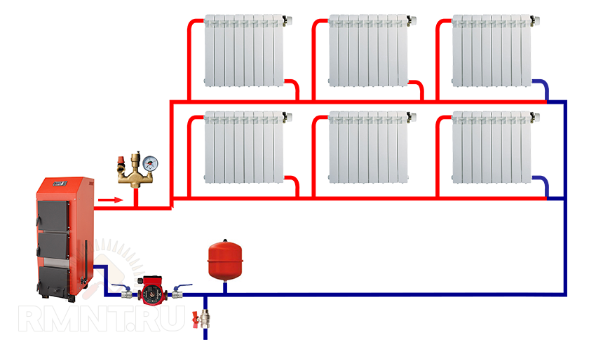 схема отопления частного дома фото