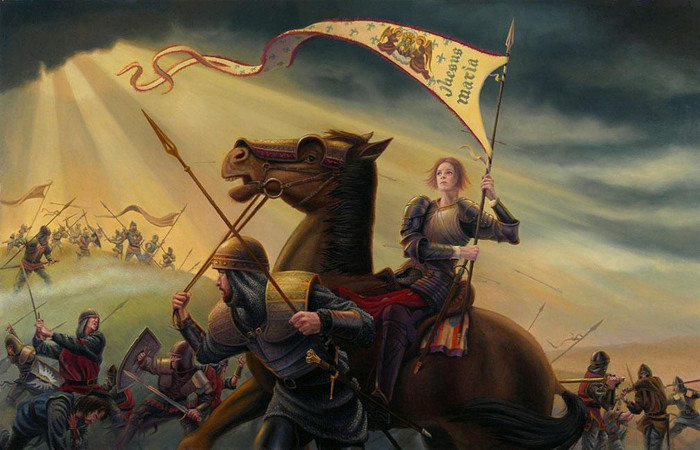 На многих картинах Жанну изображали скачущей во главе французского войска, но на самом деле девушка не сражалась на поле боя.