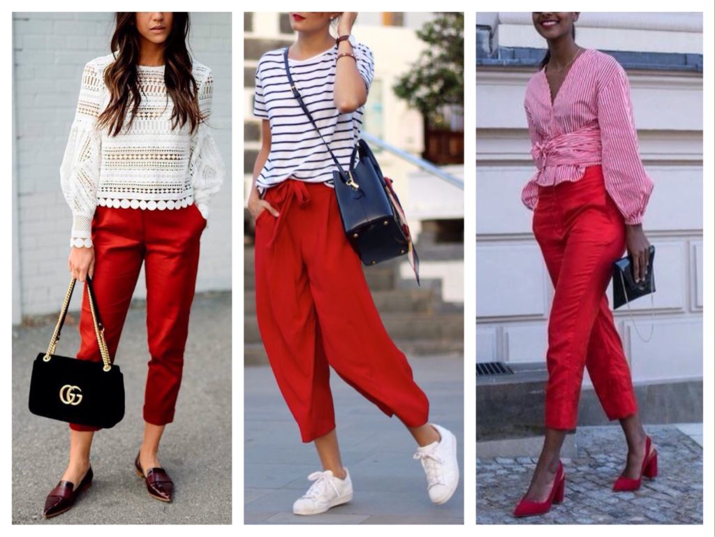 Красные летние брюки