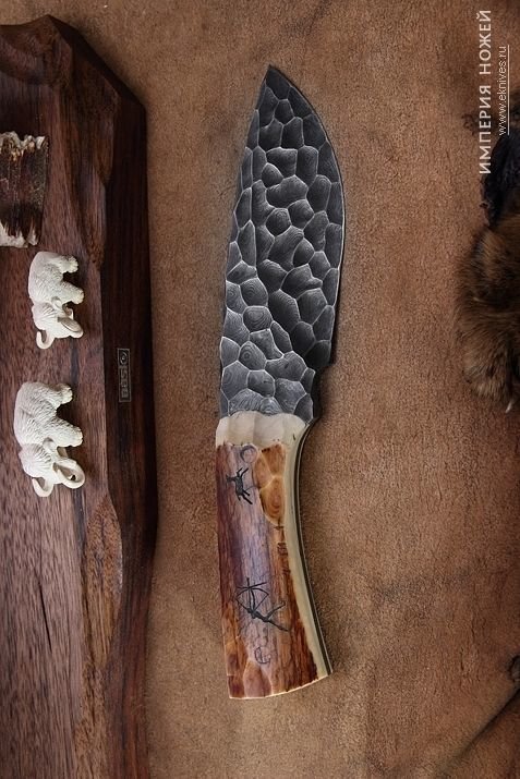 Дамасские ножи. Нож "Каменный век" от БАСКо искусство, ножи, резьба. красота, удивительное