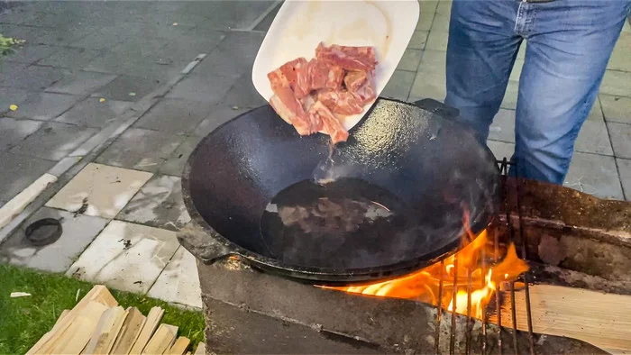 Плов с говядиной в казане. Пошаговый рецепт блюда из круп,горячие блюда,мясные блюда