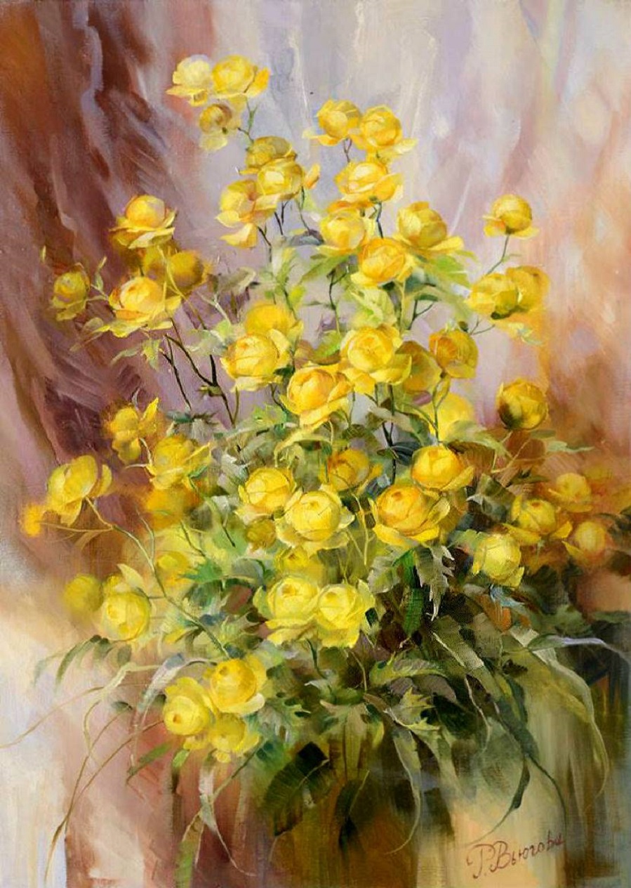 Благодарю за каждый лепесток... Неверояные цветочные композиции Риммы Вьюговой живопись