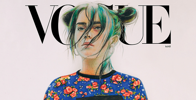 16-летняя художница из Пермского края нарисовала портрет Билли Айлиш для Vogue