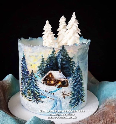 Новогодние тортики, красивое творчество от кондитеров.