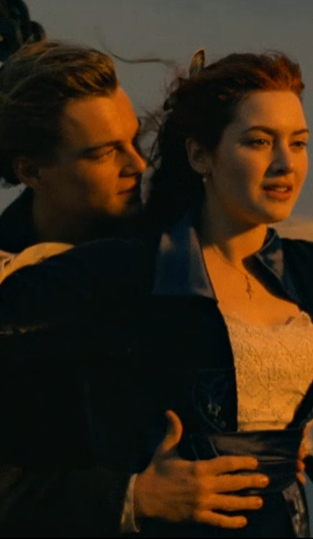 Kate Winslet as Rose and Leonardo DiCaprio as Jack in Titanic.