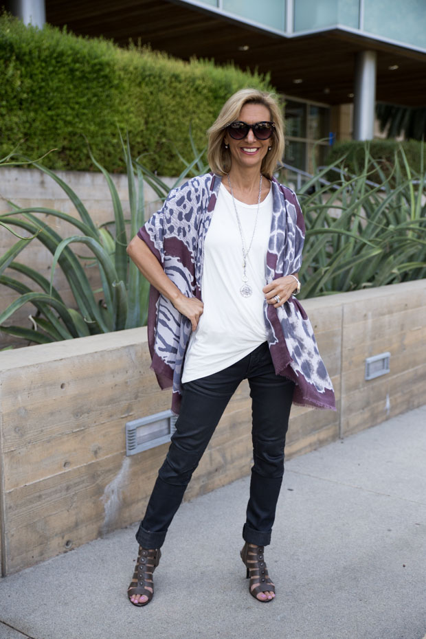 Ivory tie front blouse with scarf