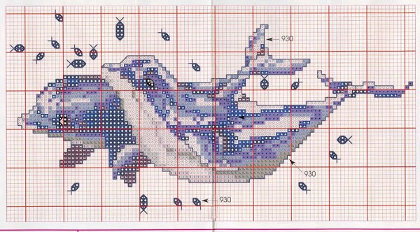Схема для вышивания крестиком кит