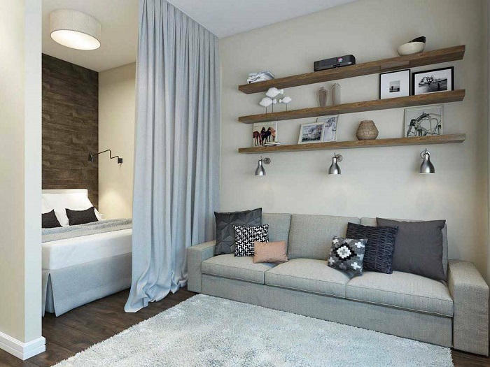 8 простых идей, как сделать в однокомнатной квартире и спальню, и гостиную идеи для дома,интерьер и дизайн