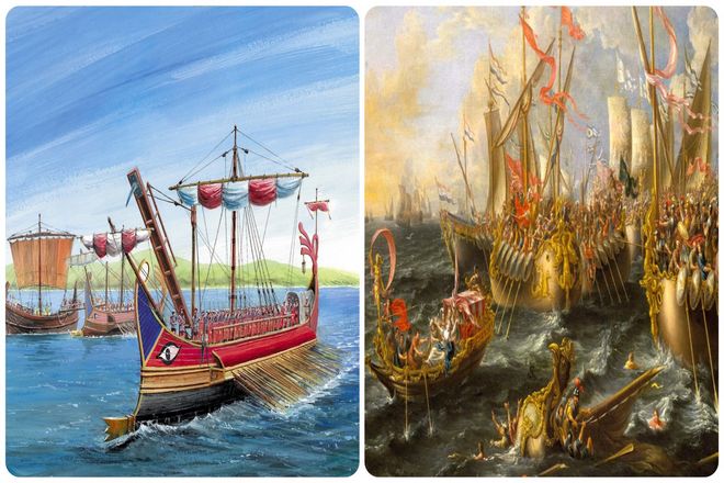 Однако римляне не были моряками. Они не имели никаких знаний в области судостроения. Их корабли фактически были построены по образцу захваченных карфагенских судов. С использованием опыта греческих городов южной Италии.